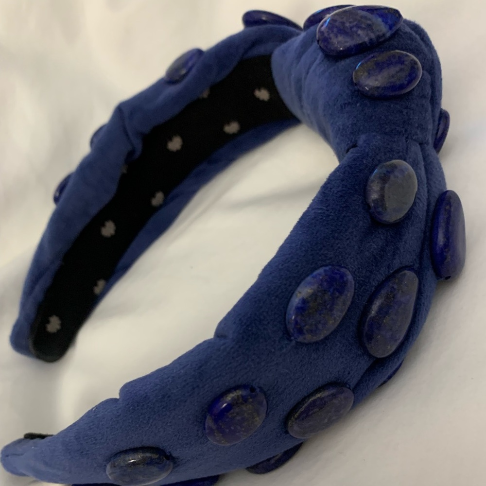 LAPIS Lele SADOUGHI blue velvet with lapis stones, terrific condition